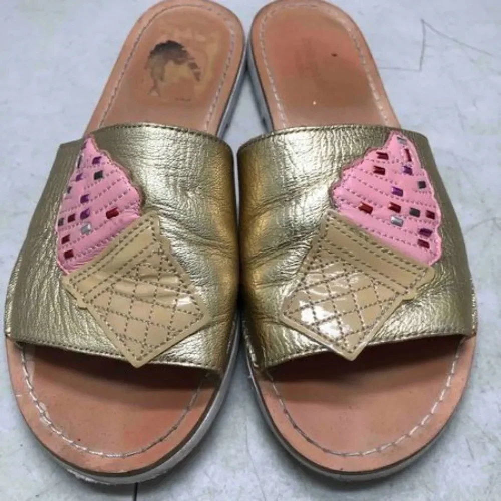 KATE‎ SPADE Gold Ice Cream Slide Sandals 8.5